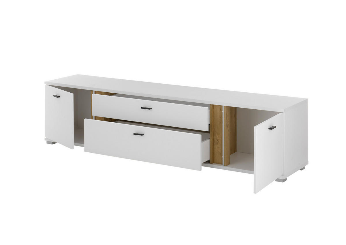 LOWBOARD  in 200/45/42 cm  - Silberfarben/Eiche Wotan, Design, Holzwerkstoff/Kunststoff (200/45/42cm) - MID.YOU