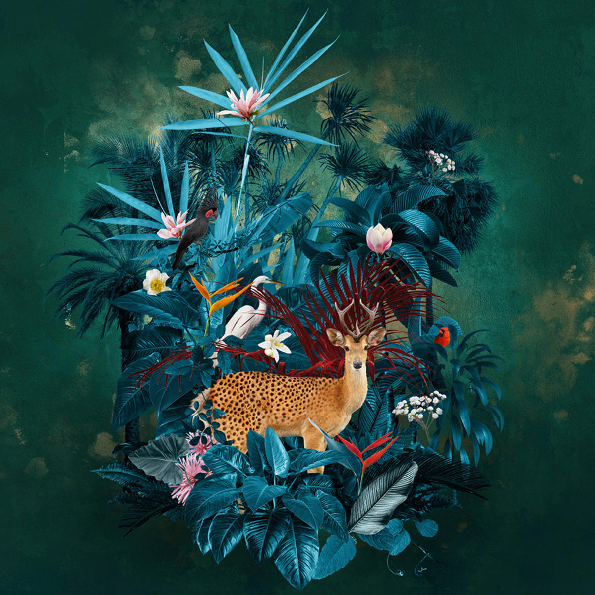 KUNSTDRUCK 14/14 cm  - Türkis/Blau, Basics, Papier (14/14cm) - Monee