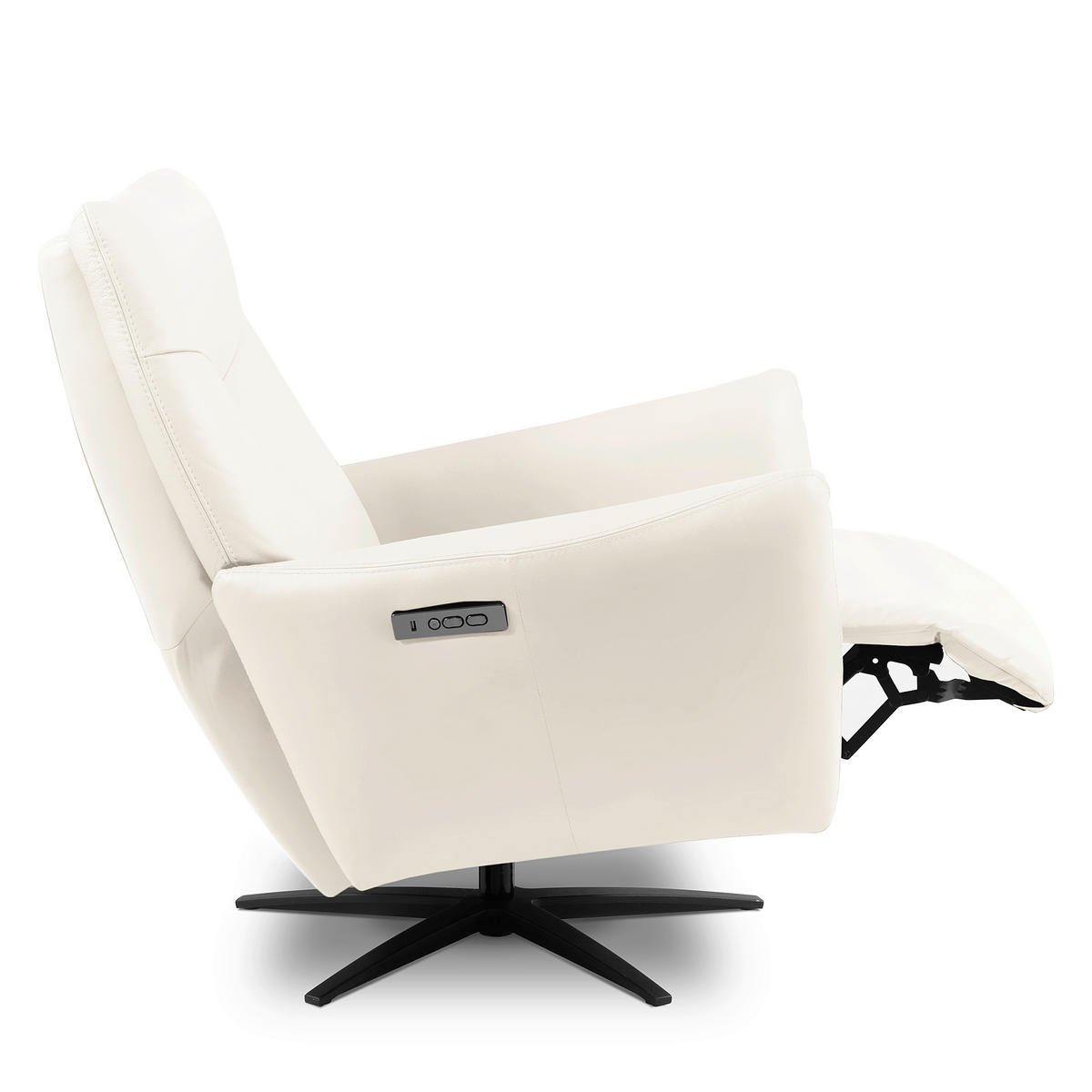 RELAXSESSEL Leder Weiss  - Weiss/Schwarz, Design, Leder/Metall (76/107/88cm) - Livetastic