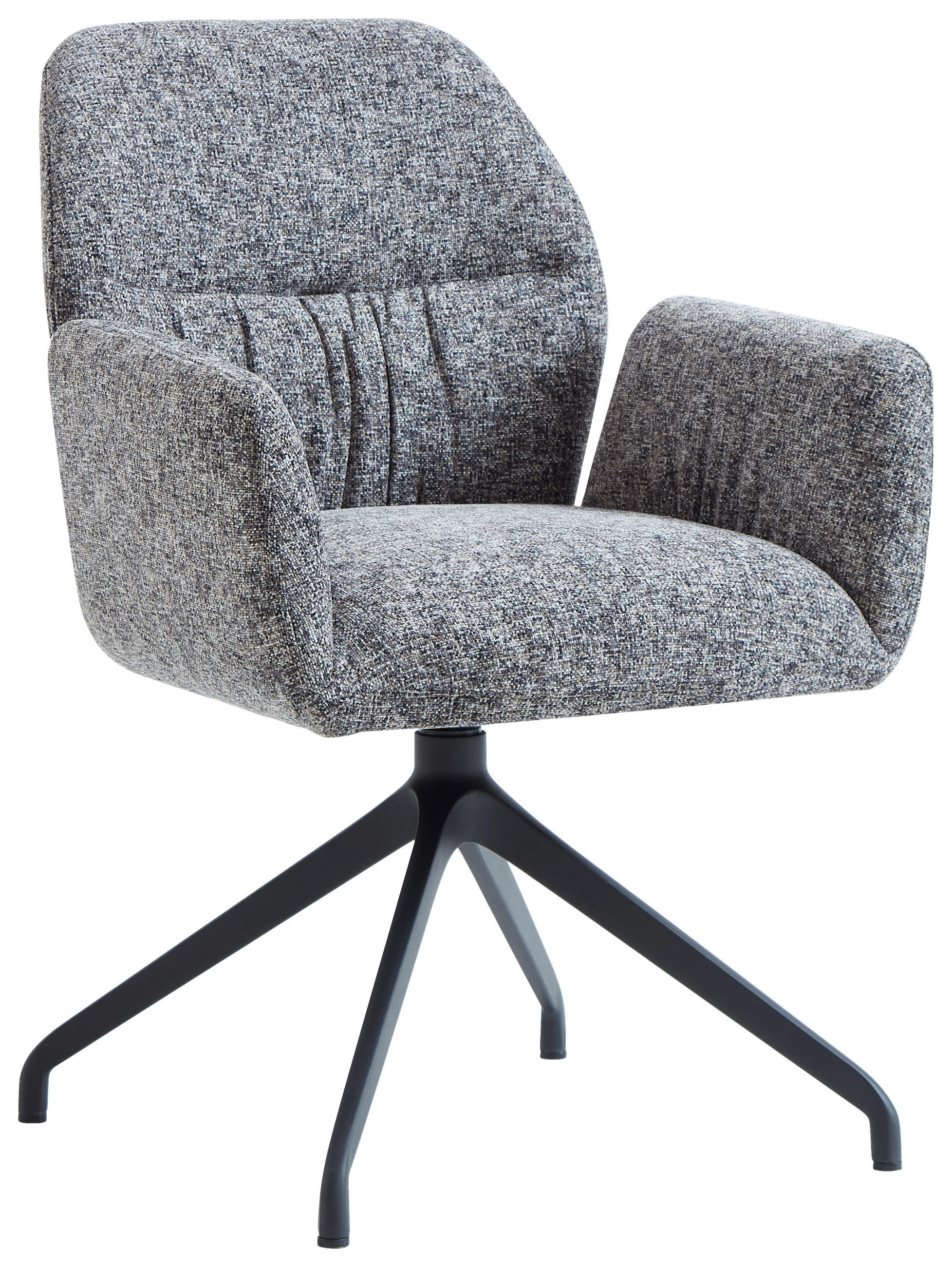 ARMLEHNSTUHL  Sitzfläche 360° drehbar, automatische Rückholfunktion Leinenoptik  Schwarz, Grau  - Schwarz/Grau, Design, Textil/Metall (62/89/63cm) - Dieter Knoll