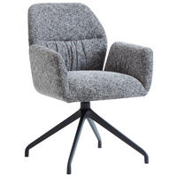 ARMLEHNSTUHL  Sitzfläche 360° drehbar, automatische Rückholfunktion Leinenoptik  Schwarz, Grau  - Schwarz/Grau, Design, Textil/Metall (62/89/63cm) - Dieter Knoll
