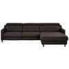 ECKSOFA in Echtleder Mokka  - Schwarz/Mokka, Design, Leder/Metall (291/176cm) - Valdera