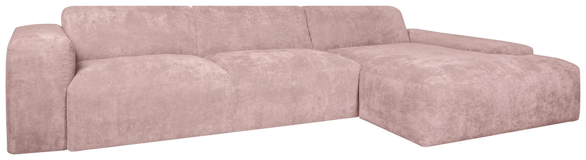ECKSOFA HANNAH Rosa Cord  - Schwarz/Rosa, Design, Kunststoff/Textil (343/170cm) - MID.YOU