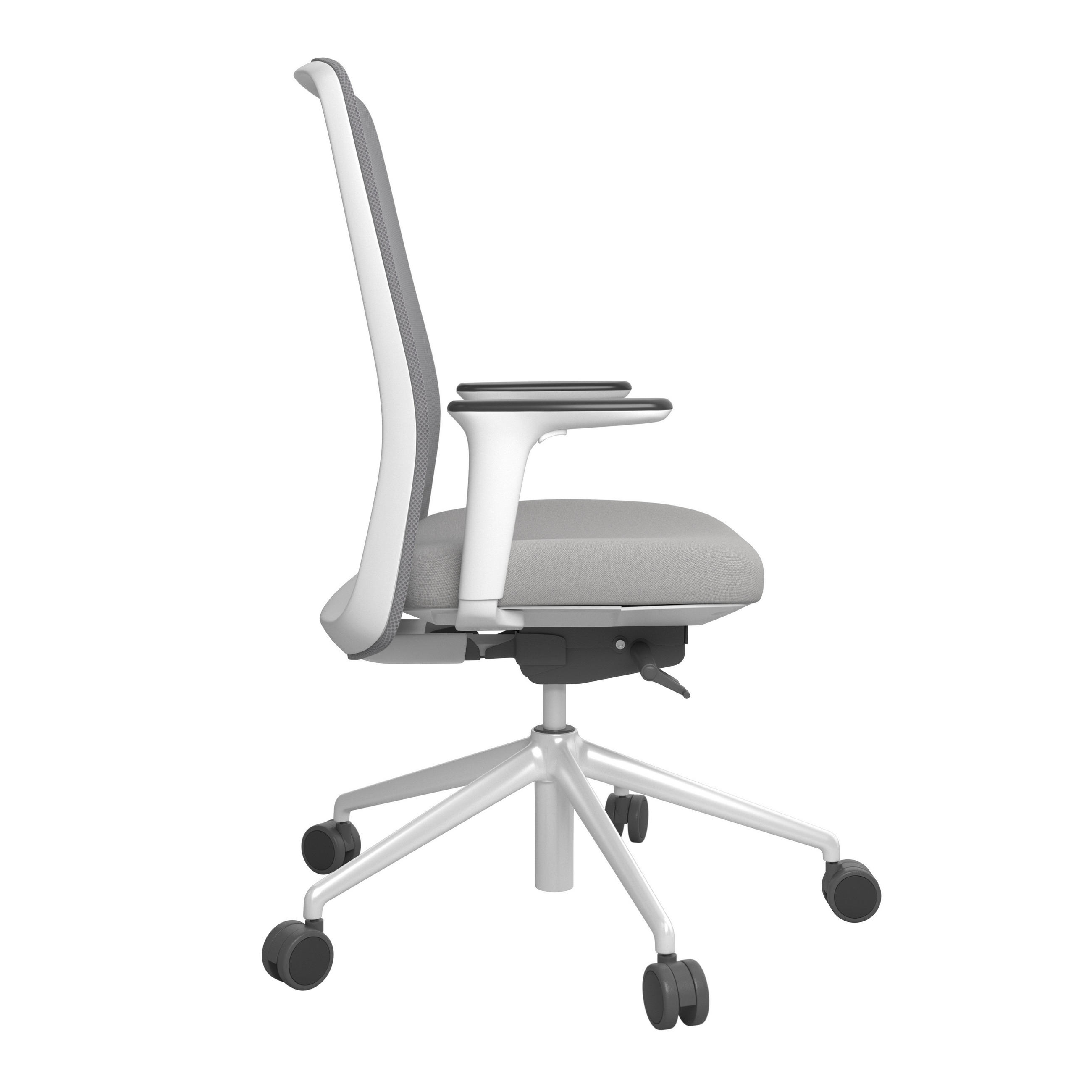 Thumbnail - Drehstuhl, Grau, Weiß, Hellgrau, Metall, Kunststoff, Textil, Drehkreuz, 70x103-115x70 cm, Stoffauswahl, Sitzfläche 360° ...