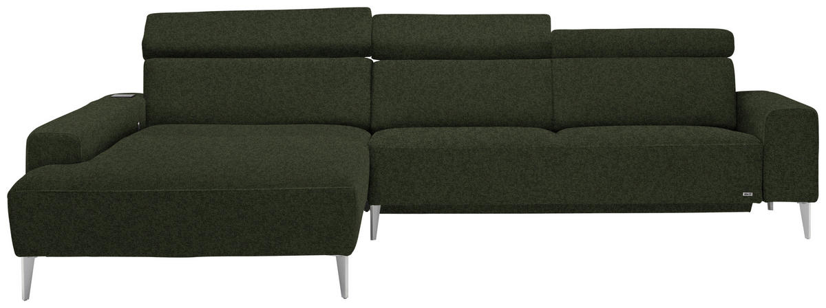 ECKSOFA  in Webstoff Grün  205/308 cm  - Alufarben/Grün, Design, Textil/Metall (205/308cm) - Sedda