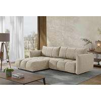ECKSCHLAFSOFA Flachgewebe Cappuccino  inkl.  - Schwarz/Cappuccino, KONVENTIONELL, Kunststoff/Textil (273/188cm) - Livetastic