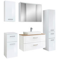 BADEZIMMER 7-teilig 160 cm  - Weiss Hochglanz/Chromfarben, Modern, Glas/Keramik (160cm) - Sadena