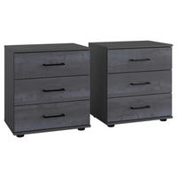 NACHTKÄSTCHENSET 52/58/38 cm  in Graphitfarben, Dunkelgrau  - Dunkelgrau/Graphitfarben, Basics, Holzwerkstoff (52/58/38cm) - MID.YOU