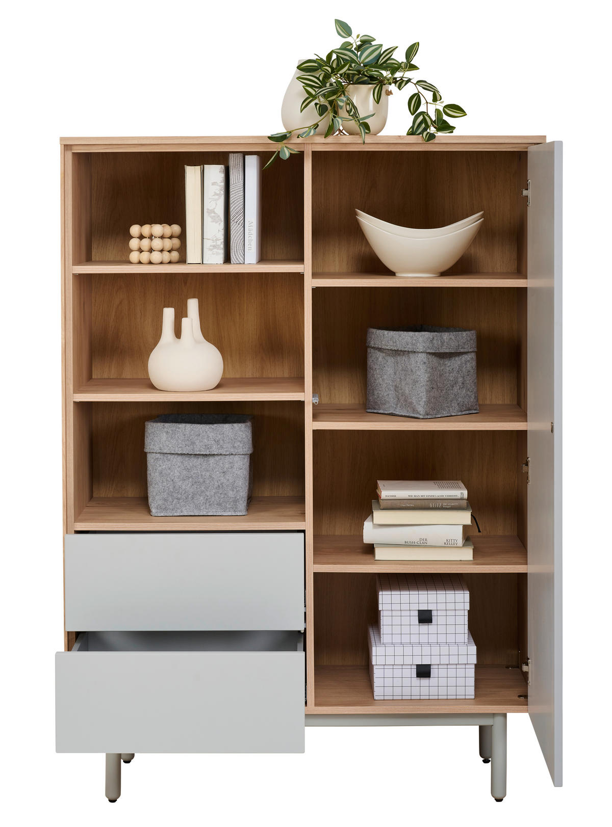 HIGHBOARD Grau, Eichefarben  105/147/40 cm  - Eichefarben/Grau, Design, Holzwerkstoff (105/147/40cm) - home24