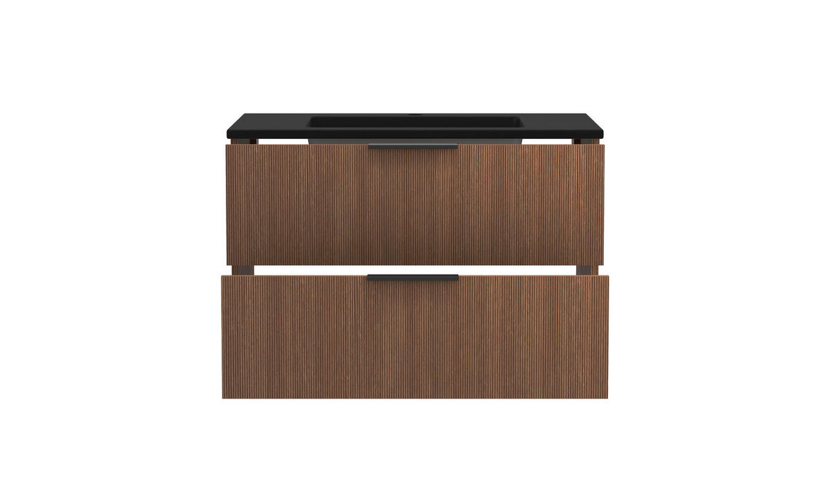 BADEZIMMER 3-teilig  in 80 cm  - Dunkelbraun/Schwarz, Natur, Holzwerkstoff/Stein (80cm) - Held