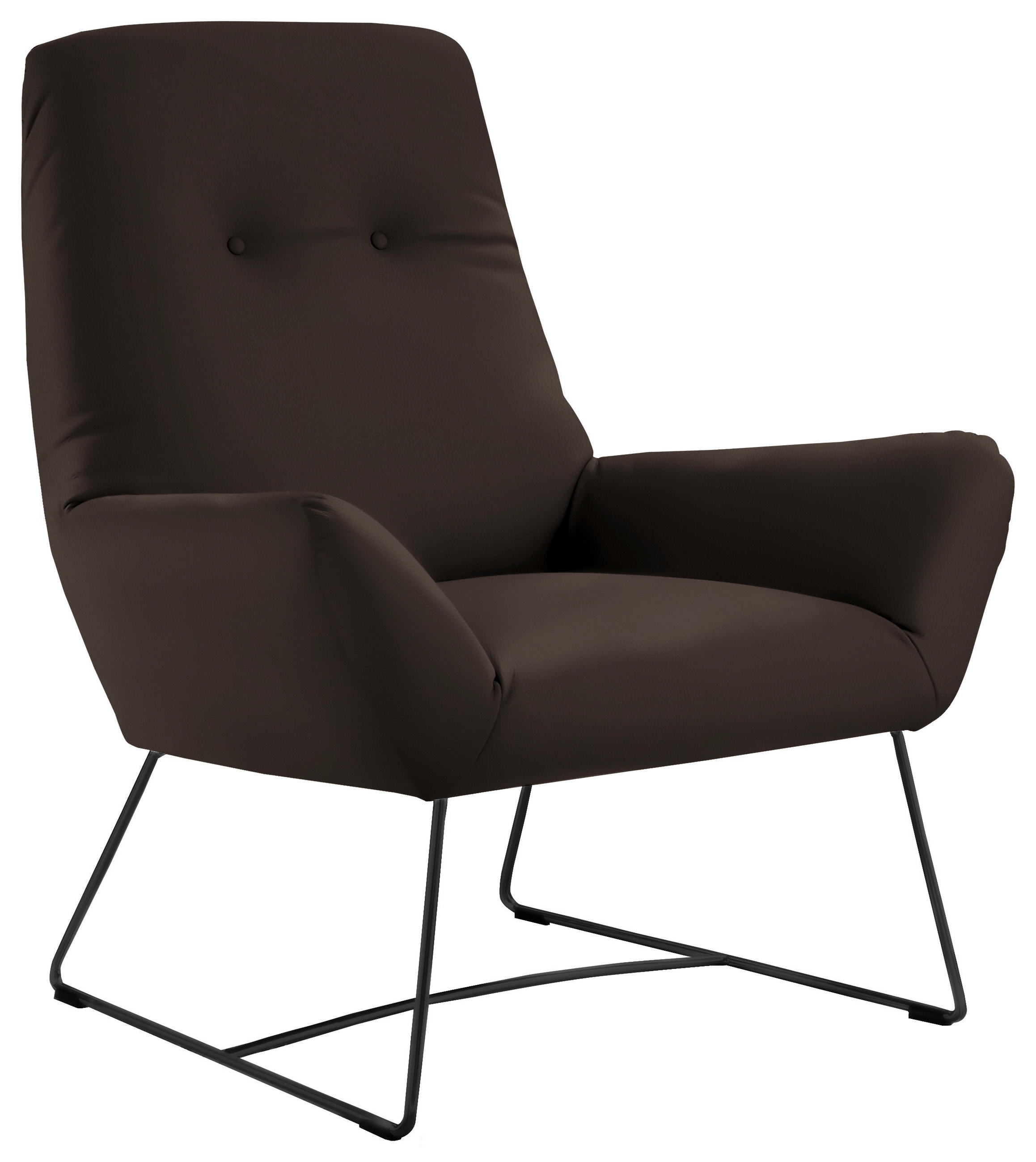 SESSEL Echtleder Dunkelbraun    - Dunkelbraun/Schwarz, Design, Leder/Metall (82/102/81cm) - Pure Home Lifestyle