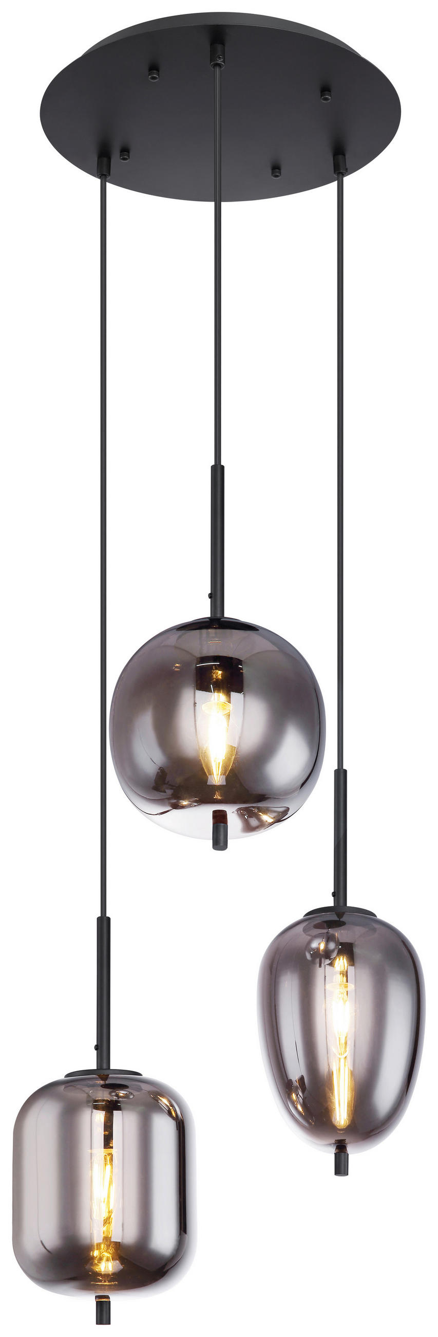 HÄNGELEUCHTE 46/120 cm  - Schwarz, Design, Glas/Metall (46/120cm) - Globo