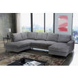 WOHNLANDSCHAFT Dunkelgrau Cord  - Dunkelgrau/Schwarz, KONVENTIONELL, Textil/Metall (197/303/148cm) - Carryhome