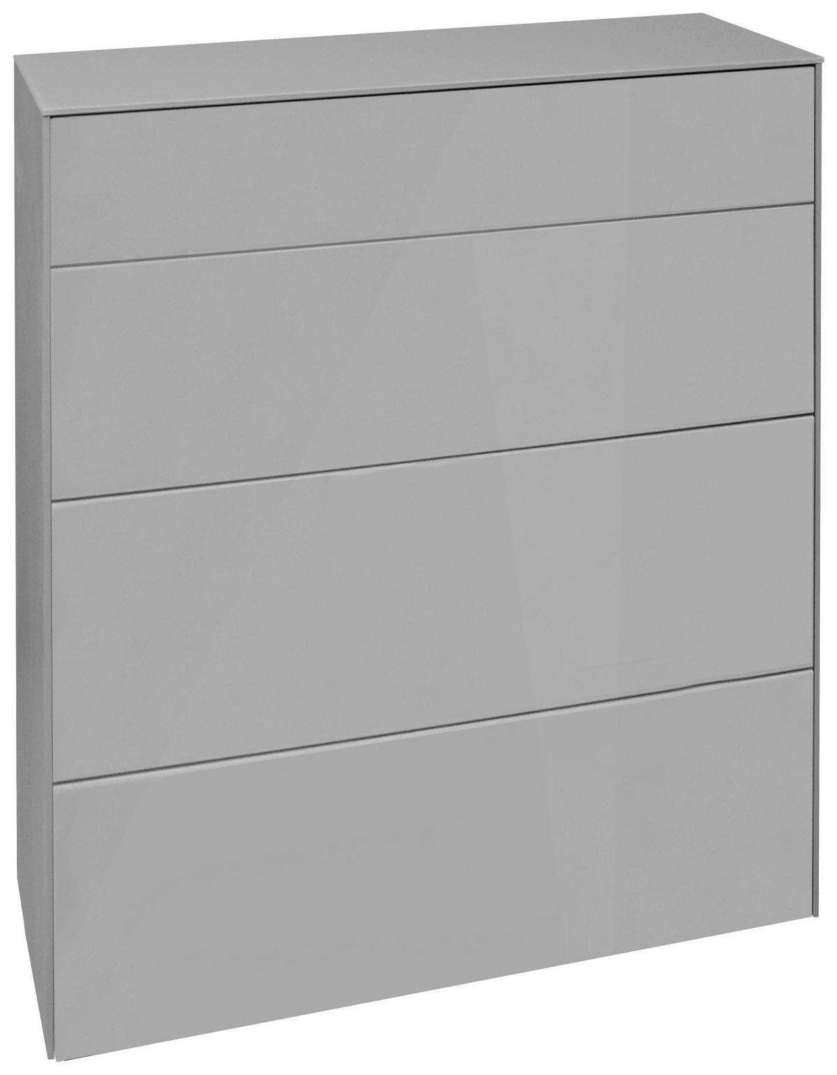 KOMMODE Imola  in 82/89/42 cm  - Hellgrau/Schwarz, Design, Glas/Holzwerkstoff (82/89/42cm) - Novel