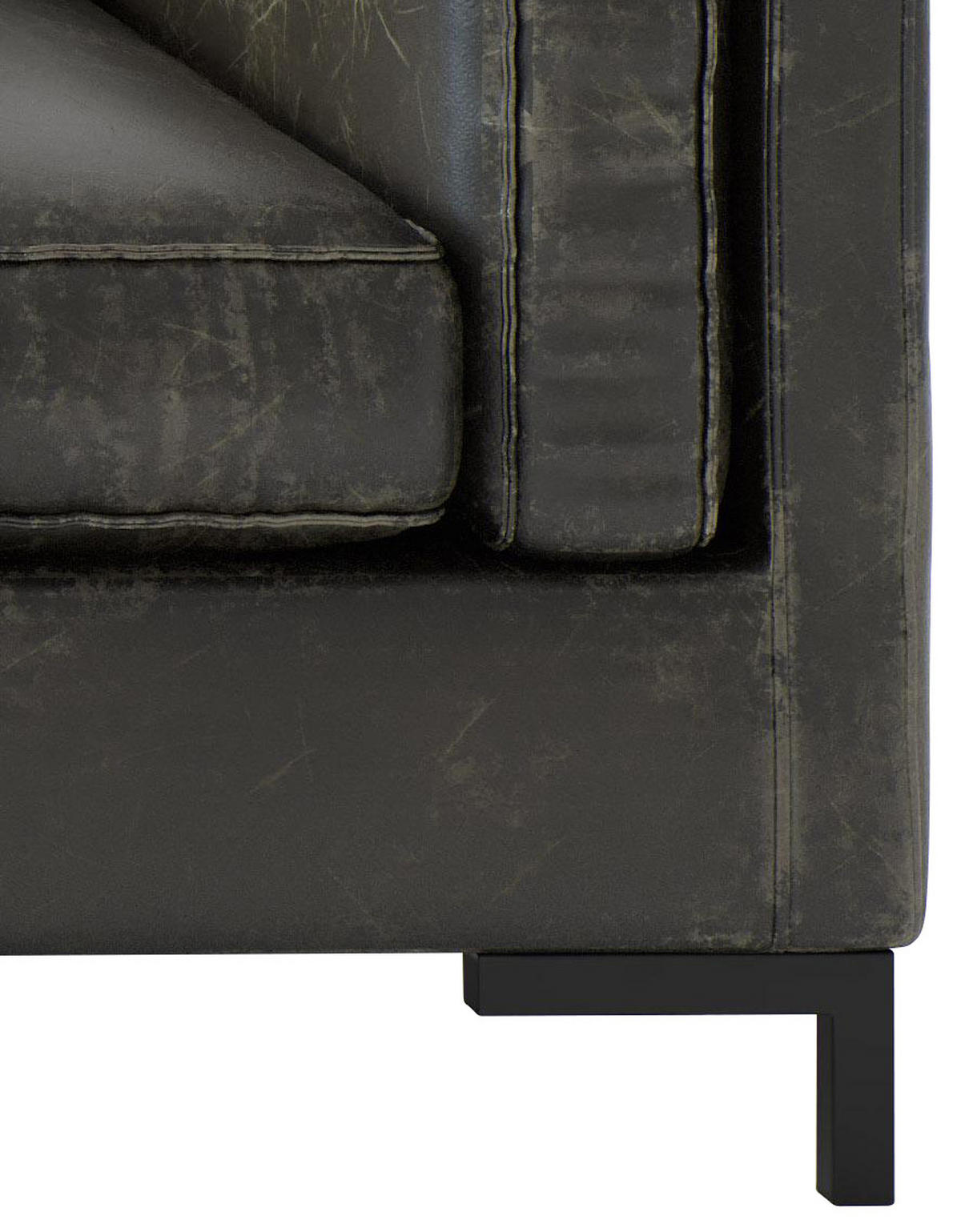 ECKSOFA Packo Olivgrün Lederlook, Flachgewebe  - Schwarz/Olivgrün, Design, Textil/Metall (160/265cm) - Livetastic
