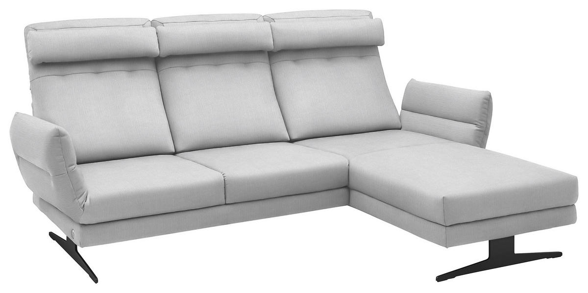 ECKSOFA in Flachgewebe Creme  279-327/176-217 cm  - Creme/Schwarz, Design, Textil/Metall (279-327/176-217cm) - Dieter Knoll