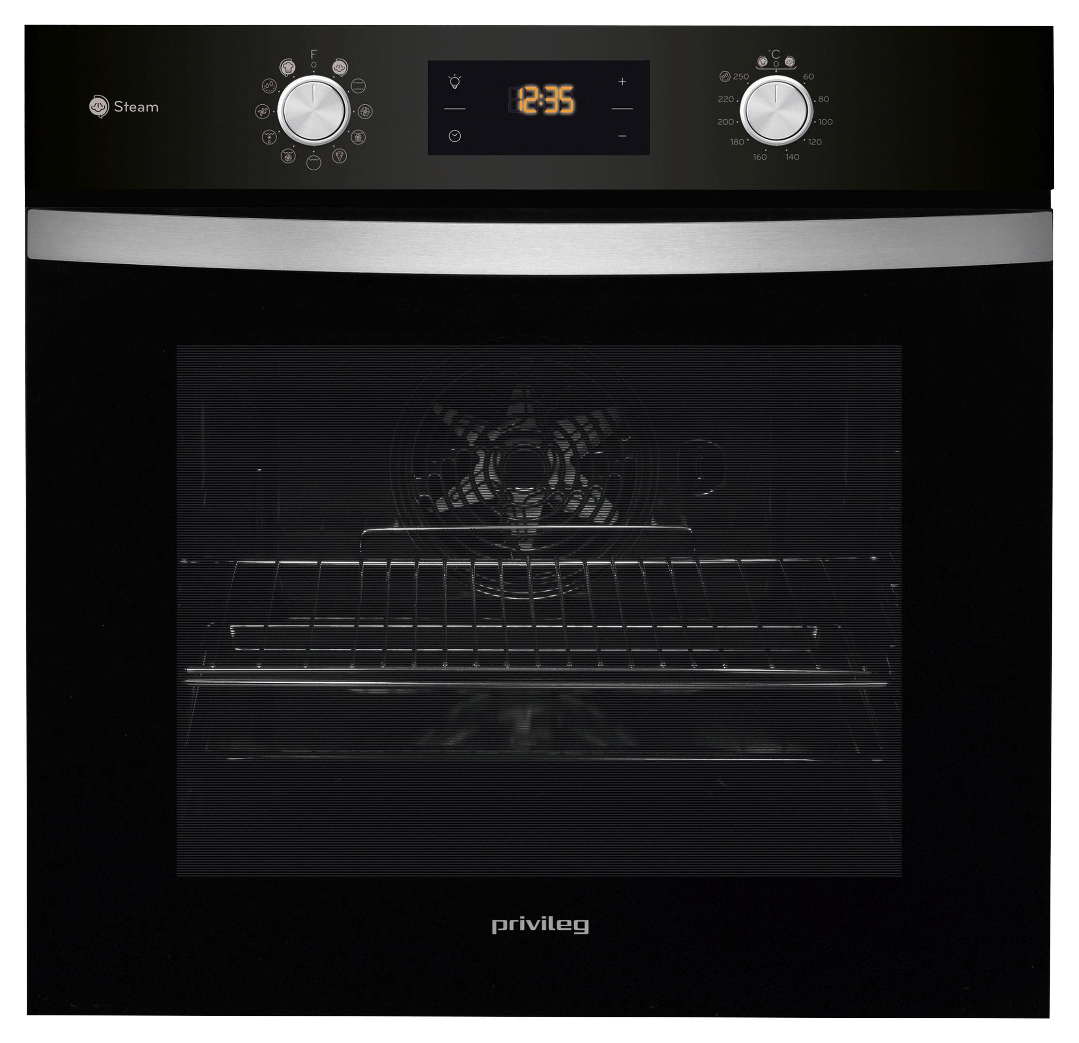 EINBAUBACKOFEN PBWK3JH8SBLG  - Edelstahlfarben/Schwarz, Basics, Glas/Metall (59,5/59,5/54.9cm) - Privileg