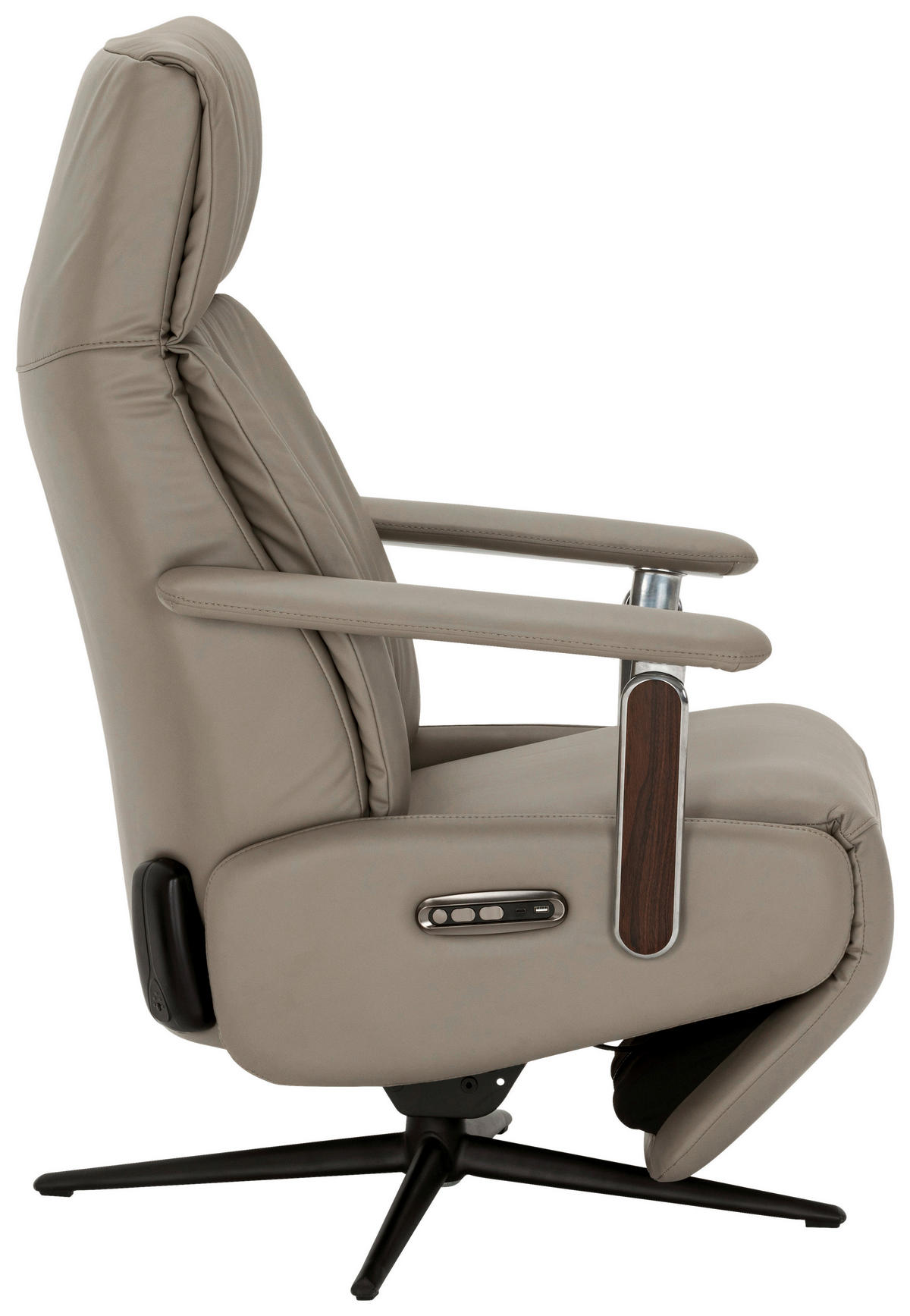 RELAXSESSEL Lederlook Echtleder    - Taupe/Schwarz, KONVENTIONELL, Leder/Textil (73/116/84cm) - Livetastic