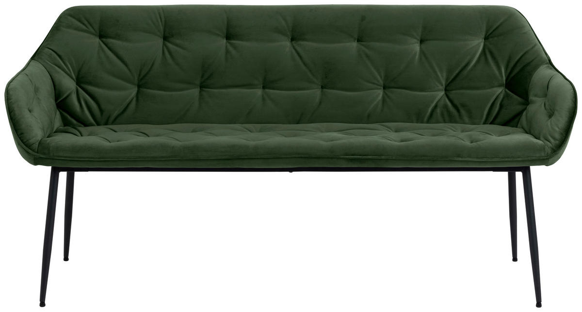 SITZBANK in Textil Waldgrün  - Waldgrün/Schwarz, Design, Textil/Metall (167/84,5/57cm)