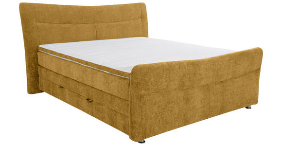 BOXSPRINGBETT 180/200 cm  in Senfgelb  - Chromfarben/Senfgelb, KONVENTIONELL, Textil/Metall (180/200cm) - Esposa