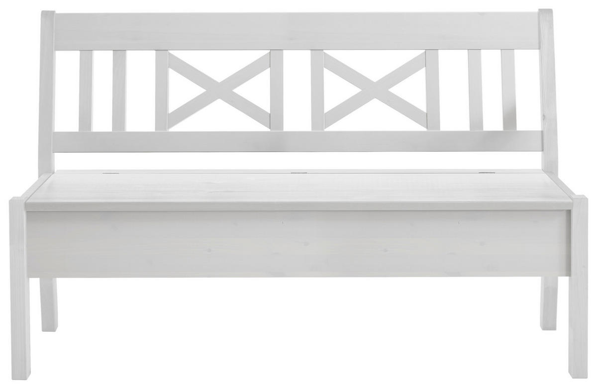 SITZBANK 148/93/58 cm Weiß Kiefer massiv  - Weiß, ROMANTIK / LANDHAUS, Holz (148/93/58cm) - Boxxx