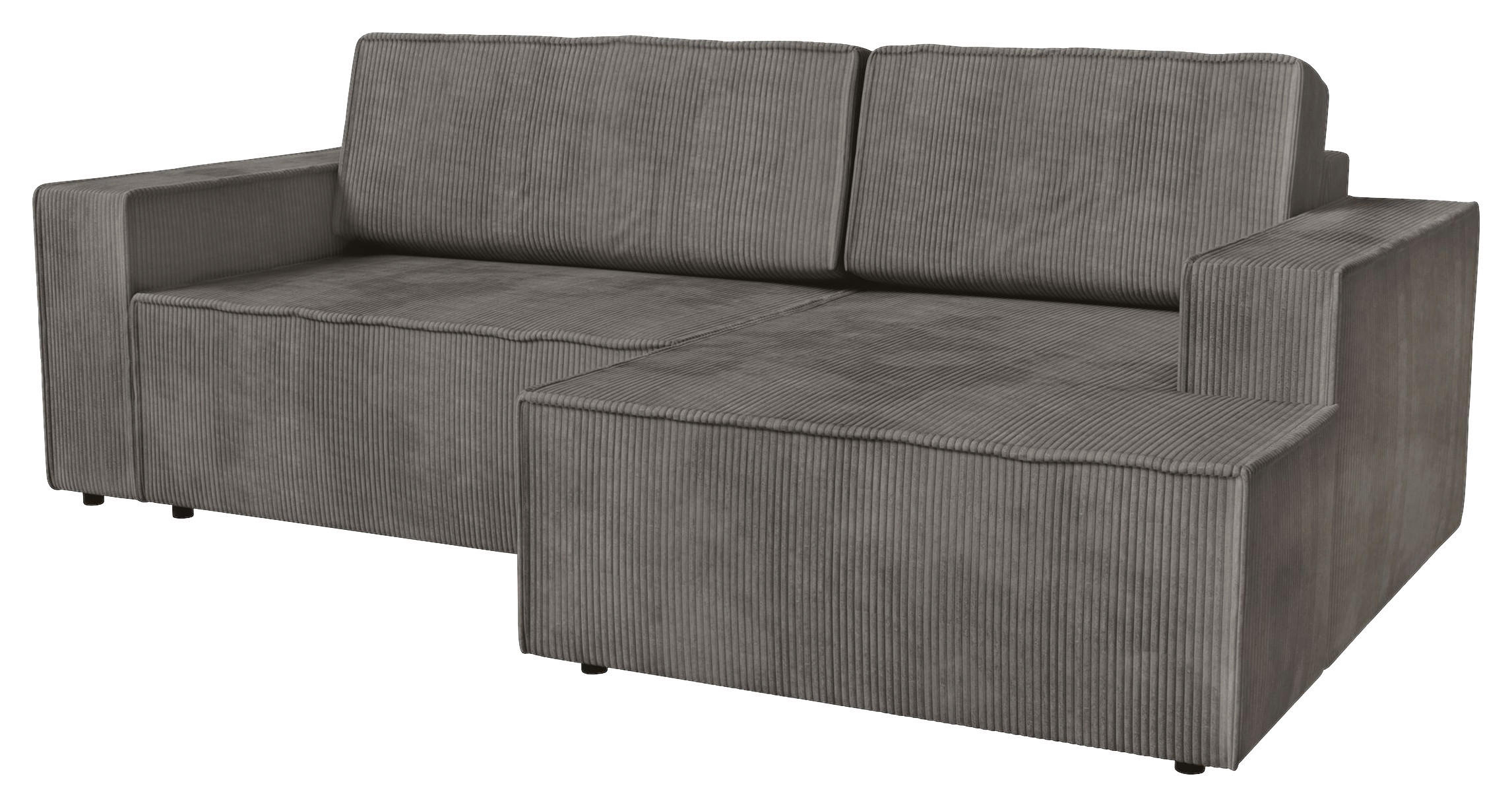 ECKSOFA inkl. Funktion Anthrazit Cord  - Anthrazit/Schwarz, MODERN, Kunststoff/Textil (245/149cm) - Stylife