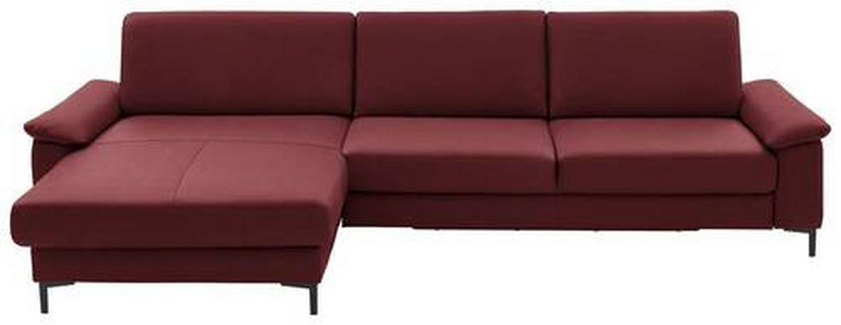 ECKSOFA in Echtleder Rot  - Rot/Schwarz, Design, Leder/Metall (176/334cm) - Dieter Knoll