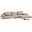 ECKSOFA  in Chenille Beige Rückenkissen, Armlehnenkissen  334/168 cm  - Beige/Schwarz, Design, Textil/Metall (334/168cm) - Dieter Knoll