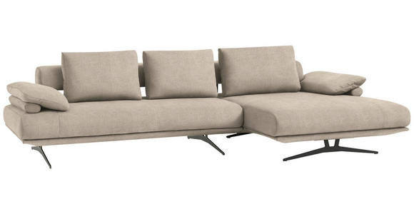 ECKSOFA  in Chenille Beige Rückenkissen, Armlehnenkissen  334/168 cm  - Beige/Schwarz, Design, Textil/Metall (334/168cm) - Dieter Knoll