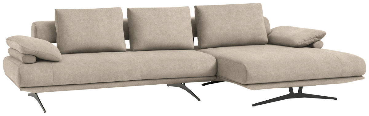 ECKSOFA in Chenille Beige  - Beige/Schwarz, Design, Textil/Metall (334/168cm) - Dieter Knoll