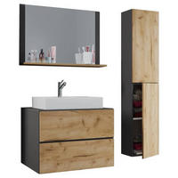 BADEZIMMER 4-teilig  in 94 cm  - Honigeiche/Weiss, Modern, Glas/Keramik (94cm) - MID.YOU