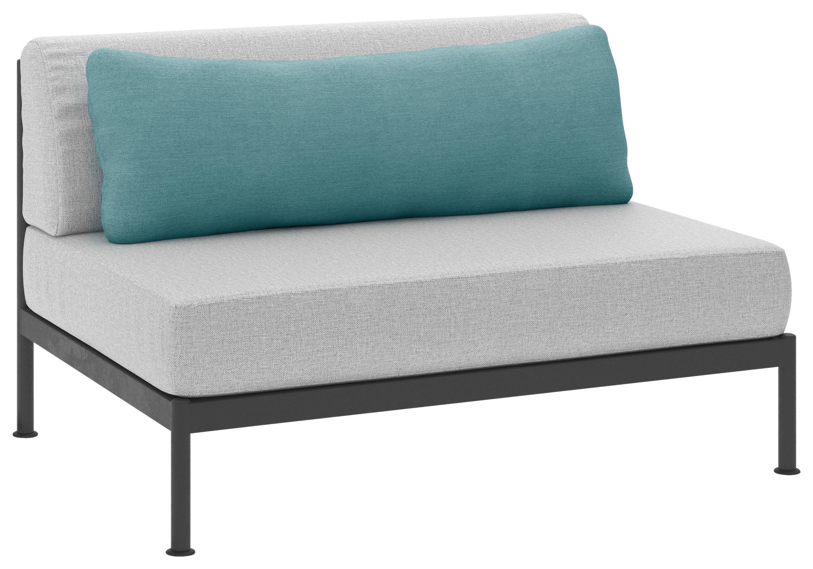 LOUNGEMITTELTEIL 125/73/92 cm Aluminium - Anthrazit/Petrol, Design, Textil/Metall (125/73/92cm) - Lomoco