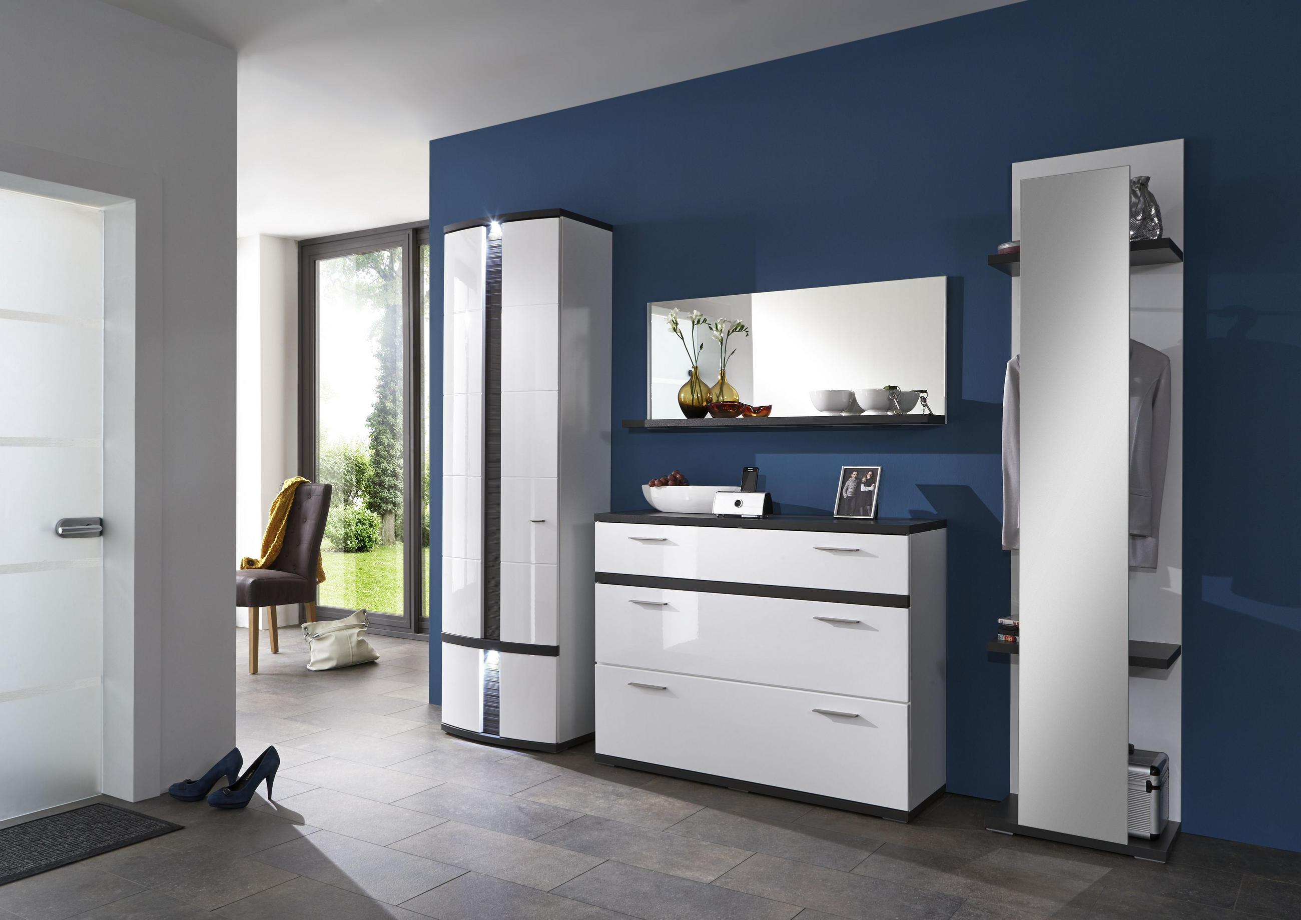 GARDEROBENSCHRANK  in 60/209/40 cm  - Chromfarben/Graphitfarben, Design, Holzwerkstoff/Metall (60/209/40cm) - Livetastic