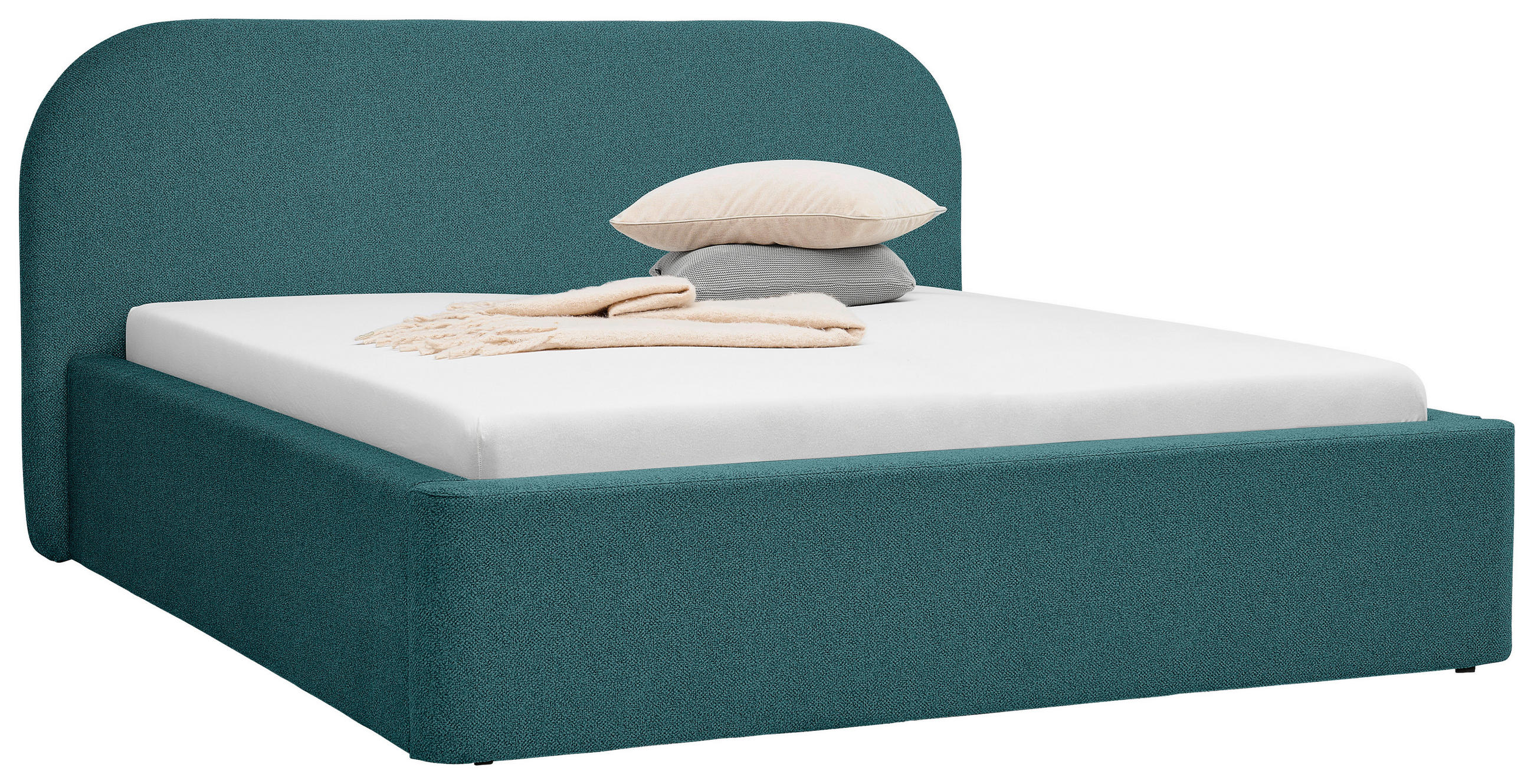 POLSTERBETT 180/200 cm,  in Petrol,  - Petrol/Schwarz, Design, Textil (180/200cm) - Boxxx