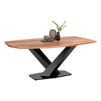 MATBORD i trä 190/100/77,5 cm   - svart/akaciefärgad, Romantik / Lanthus, metall/trä (190/100/77,5cm) - Landscape