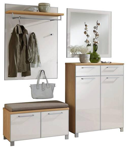 GARDEROBE 5-teilig  in 180/195/40 cm  - Eichefarben/Weiß, Design, Glas/Holz (180/195/40cm)