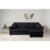 ECKSOFA in Schwarz  - Buchefarben/Schwarz, Design, Holz/Textil (266/161cm) - MID.YOU