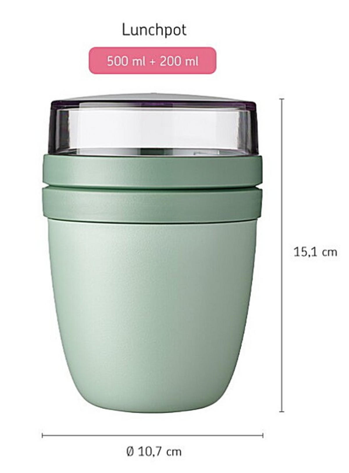 CESTOVNÍ KELÍMEK NA JOGURT  - šalvějově zelená, Konvenční, plast (10,7/10,7/15,1cm) - Mepal