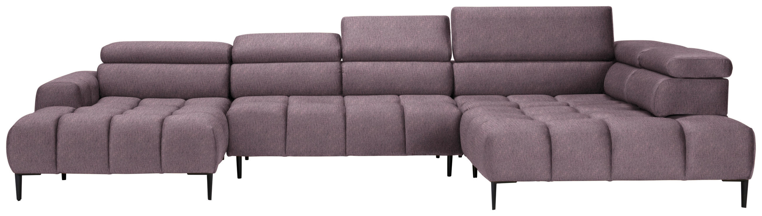 WOHNLANDSCHAFT in Samt, Webstoff Flieder  - Flieder/Schwarz, Design, Textil/Metall (177/385/216cm) - Welnova