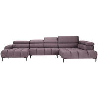 WOHNLANDSCHAFT in Samt, Webstoff Flieder  - Flieder/Schwarz, Design, Textil/Metall (177/385/216cm) - Welnova