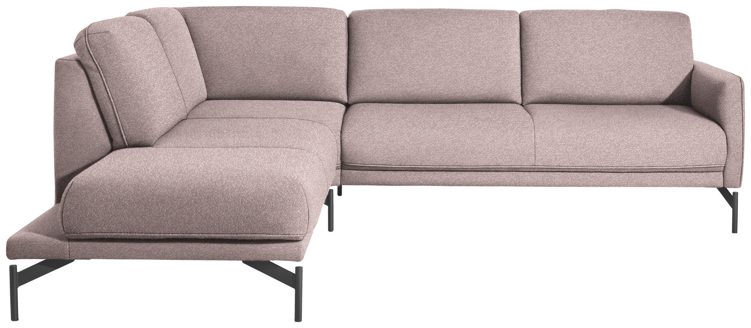 ECKSOFA in Flachgewebe, Struktur Rosa  230/254 cm  - Anthrazit/Rosa, Design, Textil/Metall (230/254cm) - Johann Jakob