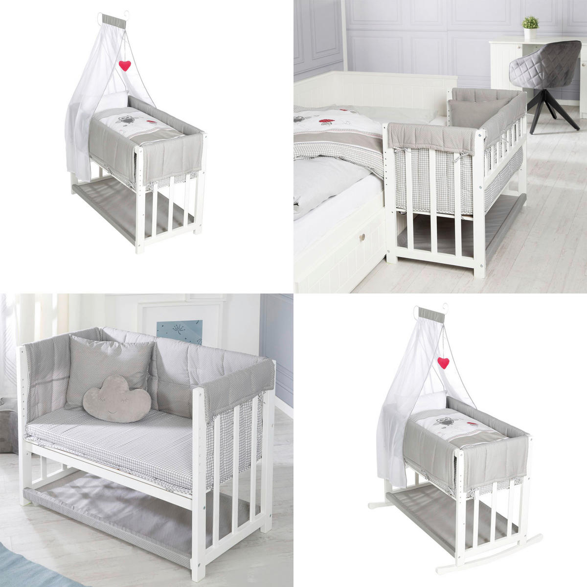 STUBENWAGEN-KOMPLETTSET roba Adam & Eule  95/76/74,5 cm  - Rot/Weiß, Basics, Holzwerkstoff/Textil (95/76/74,5cm) - Roba
