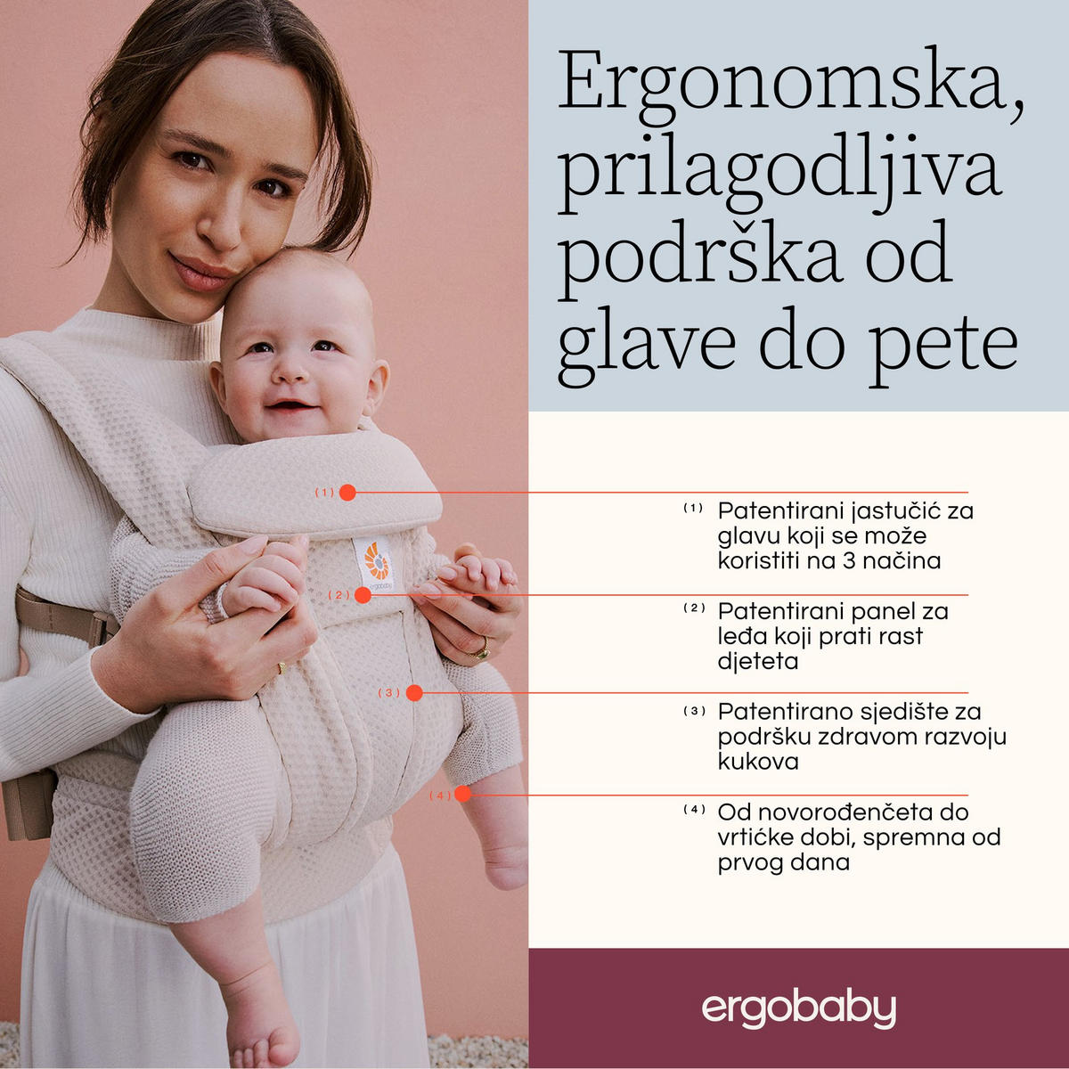 ERGONOMSKA NOSILJKA  Omni Deluxe Mesh  - smeđa, Basics, tekstil (26.5/27.5/14.8cm) - Ergobaby
