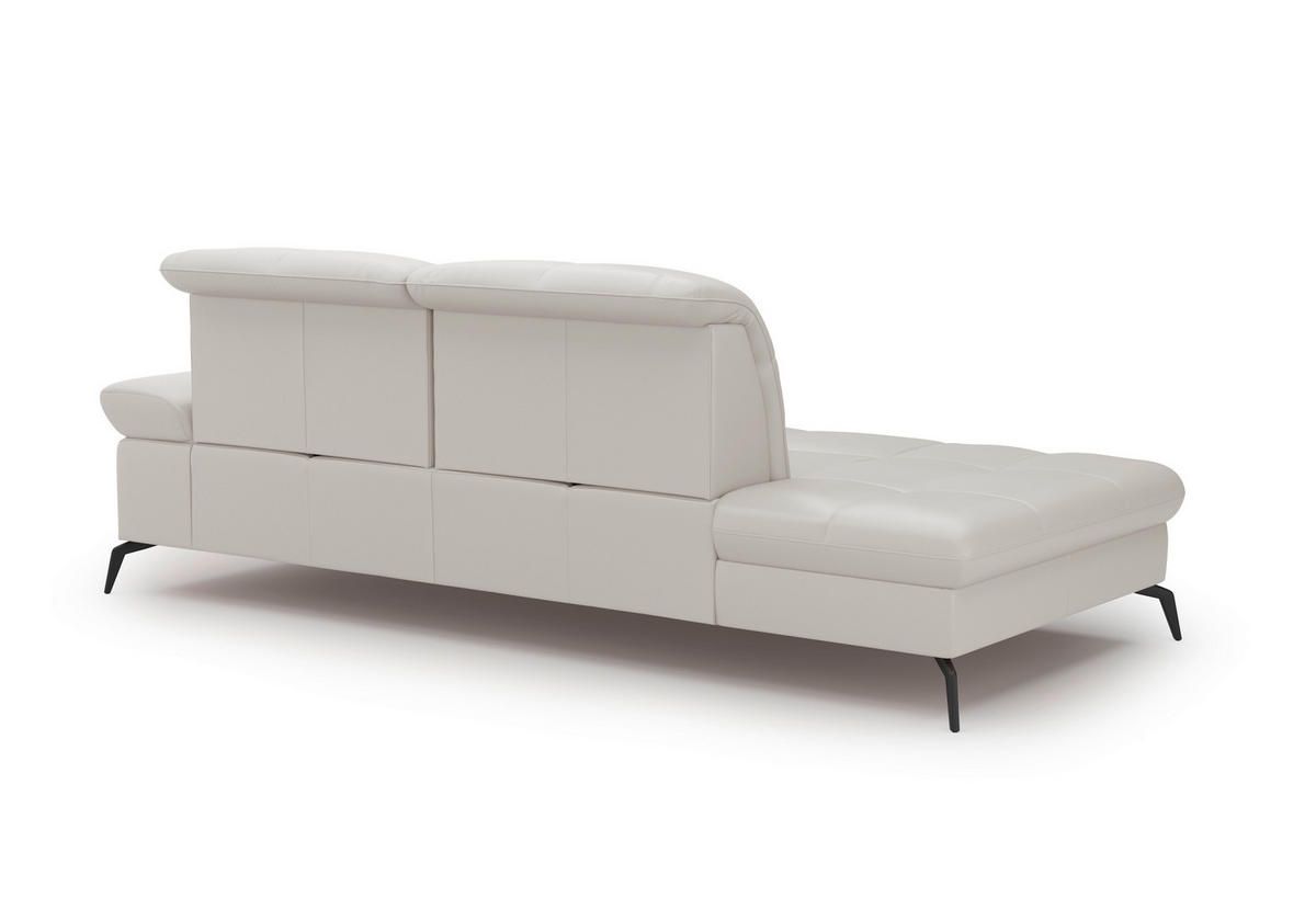 RÉCAMIERE in Echtleder Weiss  - Weiss/Schwarz, Konventionell, Leder/Metall (231/90/122cm) - Sit & More