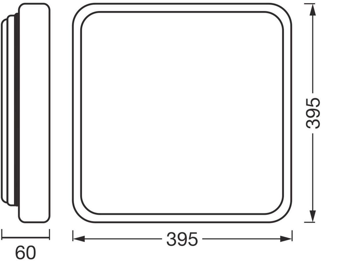 LED-DECKENLEUCHTE 39.5/39.5/6 cm   - Basics, Kunststoff/Metall (39.5/39.5/6cm) - Osram