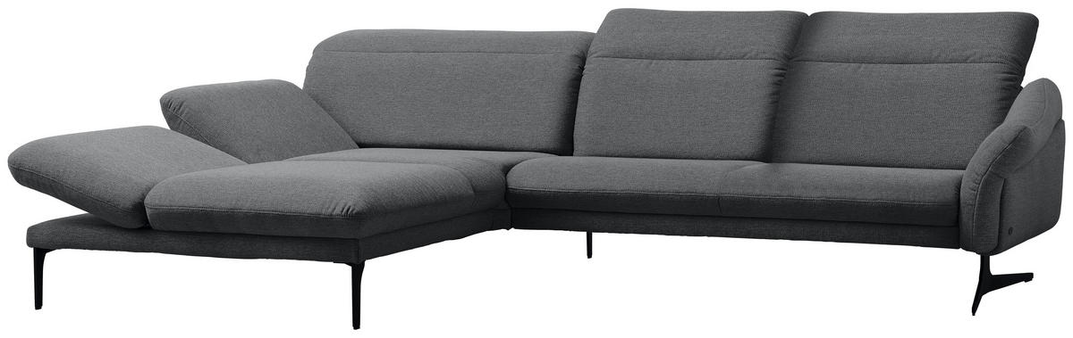 ECKSOFA in Webstoff Grau  - Anthrazit/Grau, Design, Textil/Metall (203/299cm) - Himolla