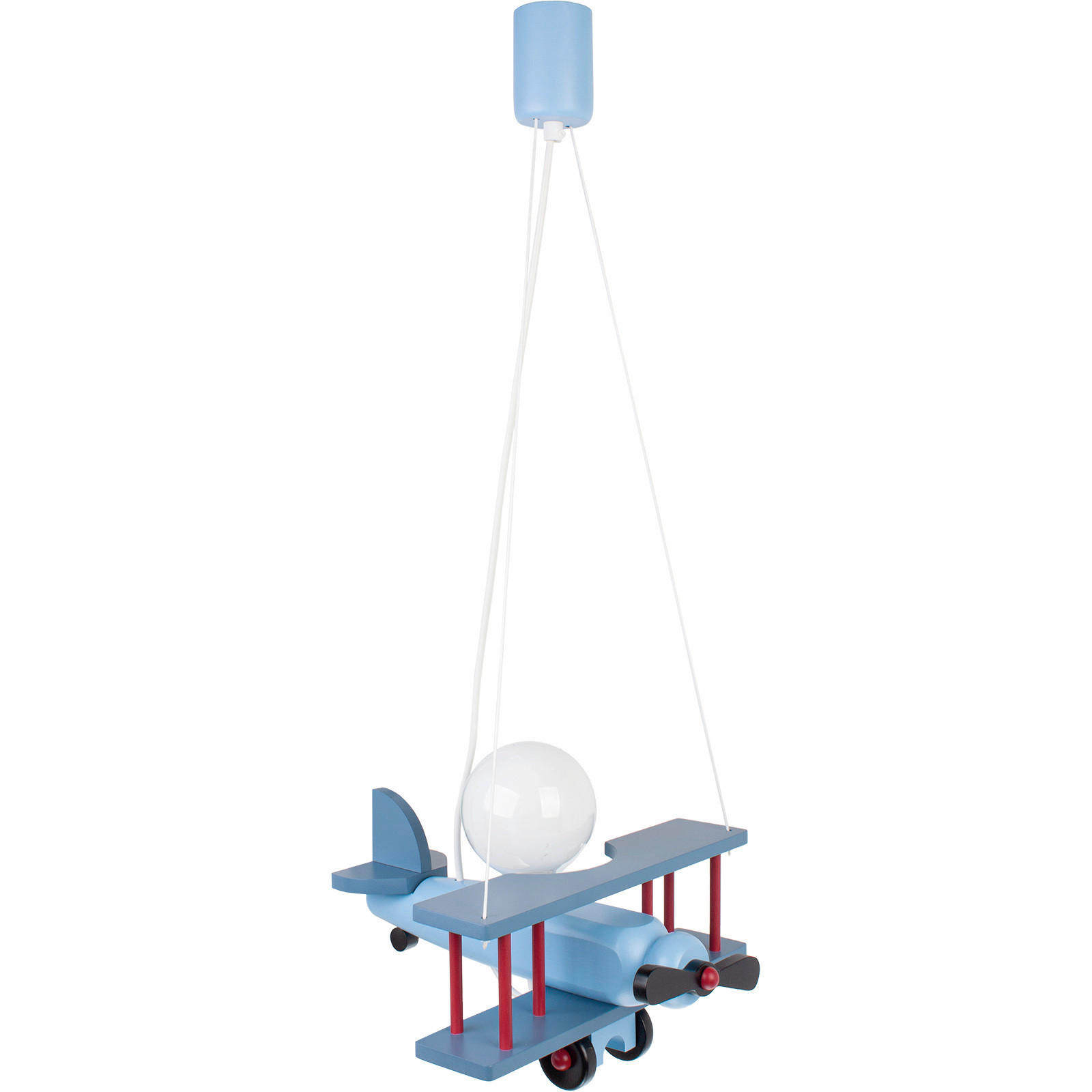 XXXLutz Kinderhängeleuchte Flugzeug Blau, Rot, Schwarz 31x75x29 cm