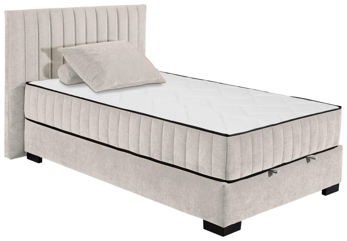 BOXBETT 120/200 cm  in Beige  - Beige/Schwarz, Modern, Holzwerkstoff/Kunststoff (120/200cm) - MID.YOU