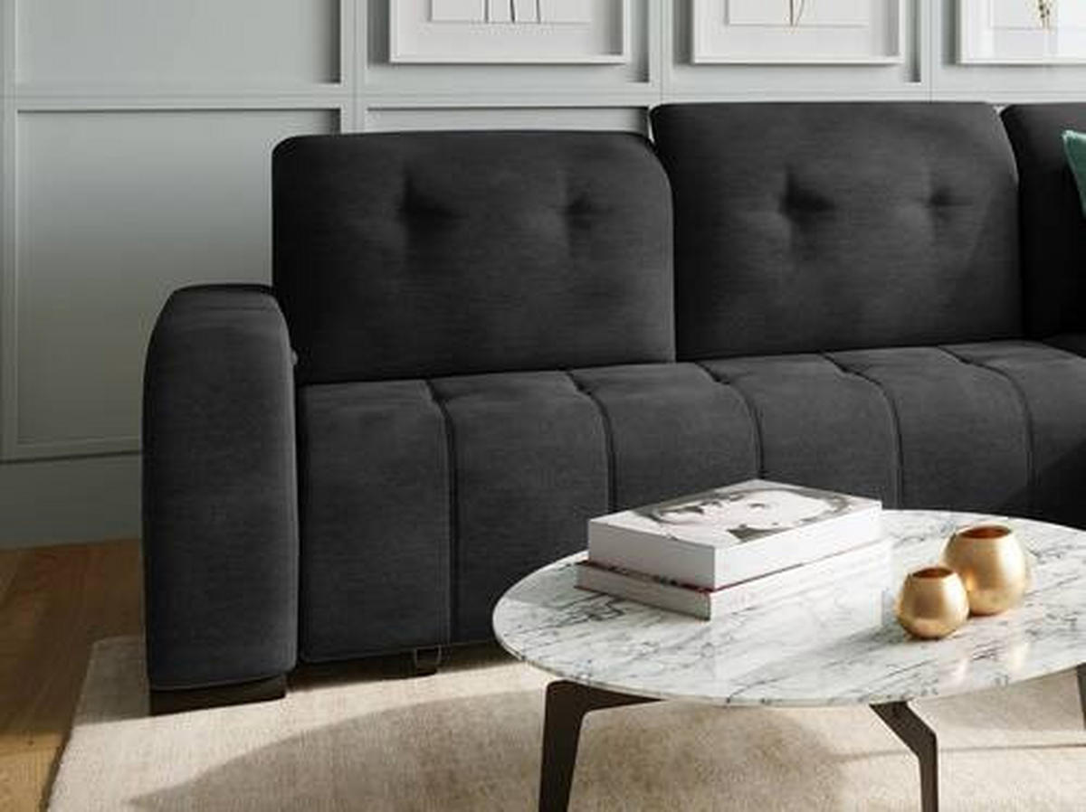 ECKSOFA in Mikrofaser Schwarz  - Schwarz, Modern, Textil/Metall (185/292cm) - Livetastic