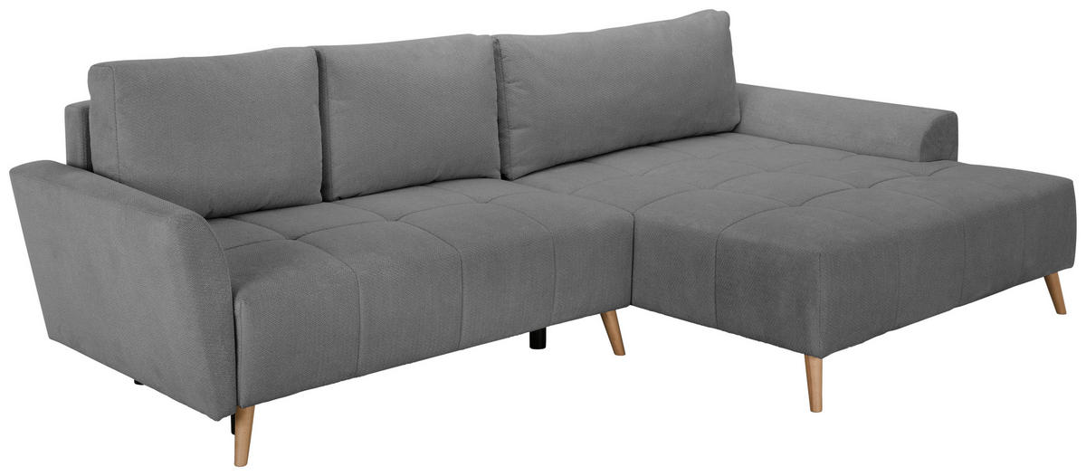 ECKSOFA Grau Webstoff  - Buchefarben/Grau, KONVENTIONELL, Holz/Textil (294/169cm) - Carryhome